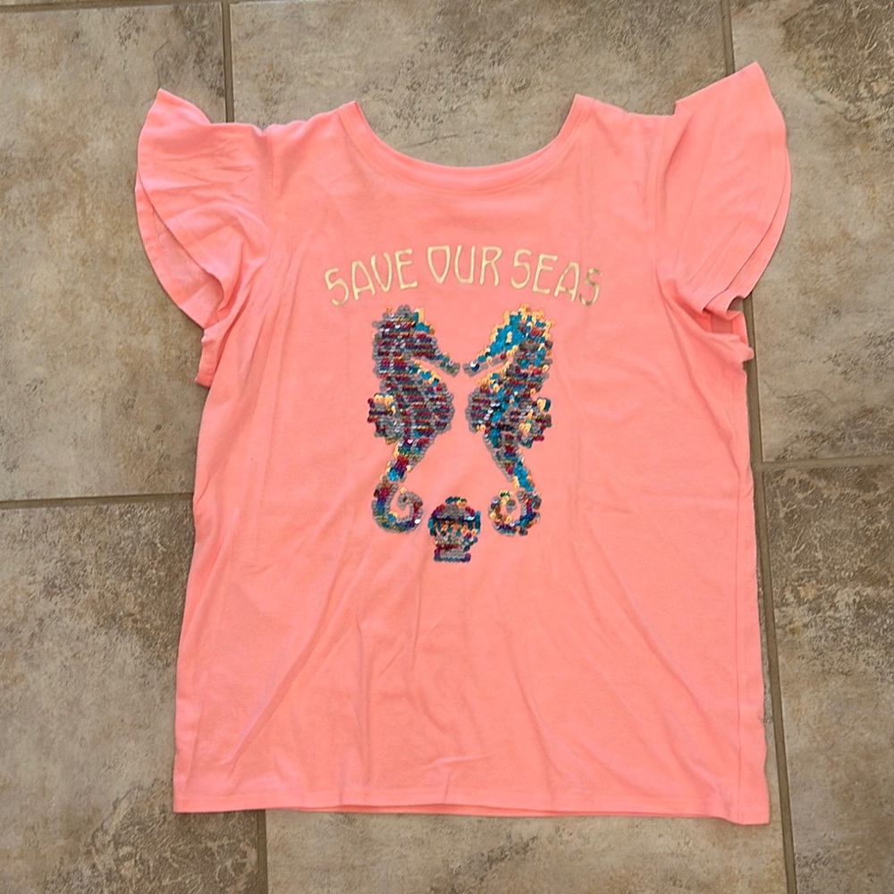SO Seahorse Sequin Shirt Size 20 Plus Girls